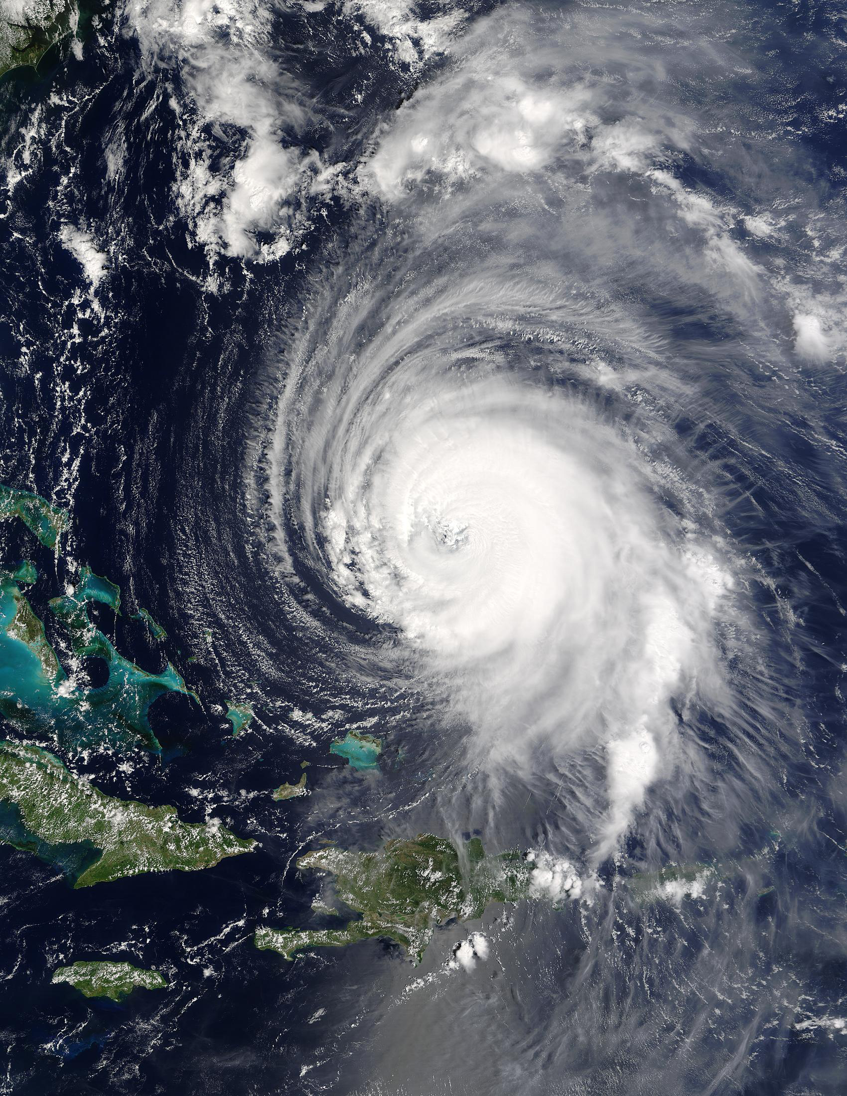 Satellite photograph of Hurricane Isabel east of the Bahamas